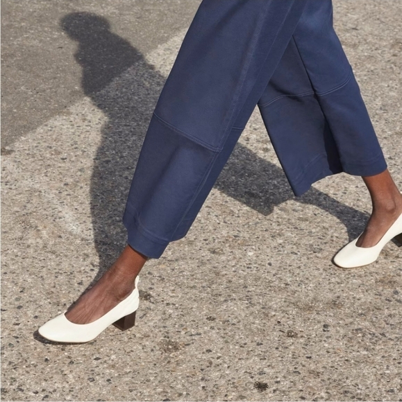 Everlane The Day Heel Cream / White Stacked Block Heel Sz 6 - Picture 6 of 11